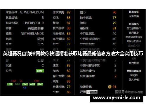 英超赛况查询指南教你快速精准获取比赛最新信息方法大全实用技巧